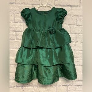 Camilla Green Satin Tiered Dress for Girls Sz 3T
